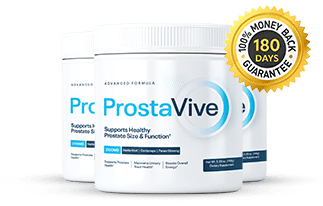 ProstaVive prostate support supplement bottles with 180 day money back guarantee